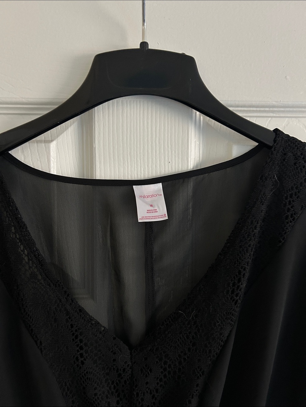 Xhilaration Black Sheer Lace V-Neck Cover-Up Medium - Picture 2 of 8